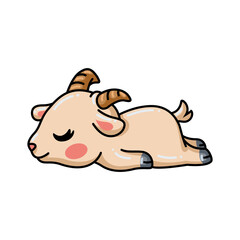 Cute baby goat cartoon sleeping 