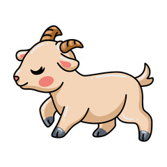 Cute baby goat cartoon walking