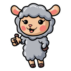 Cute baby sheep cartoon giving thumb up