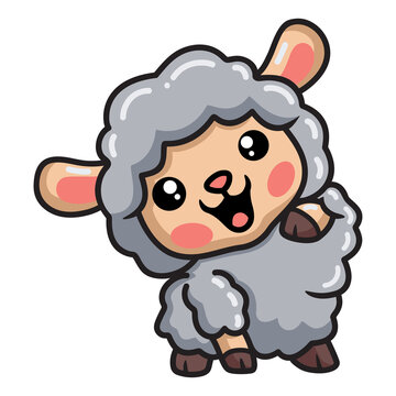 Cute baby sheep cartoon posing