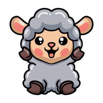 Cute baby sheep cartoon sitting
