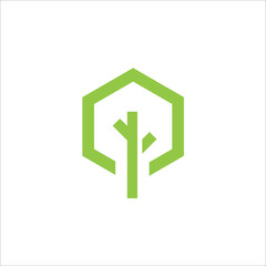 Monogram logo hexagon tree 