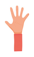 hand with striped sleeve