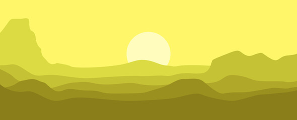 Canyon and valley landscape vector illustration in warm temperature color used for background, desktop background, banner, typography background, website background, and others.