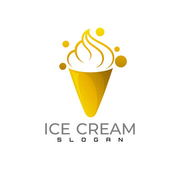 Creative ice cream logo vector, simple icon