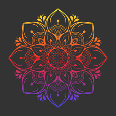 Circle pattern petal flower of mandala with black and white,Vector floral mandala relaxation patterns unique design with white background,Hand drawn pattern,concept meditation and relax