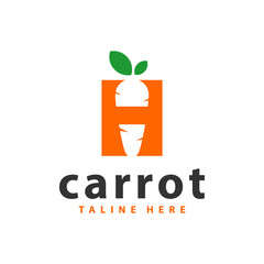 carrot vegetable illustration logo with letter H
