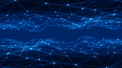 Blue dot and line connection with polygonal technology abstract background