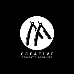 Barber tool scissors logo icon background symbol