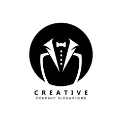 black mafia men tuxedo symbol vector logo