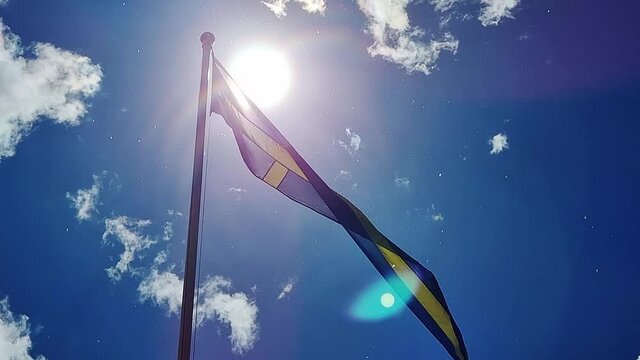 Waving Swedish flag in the wind