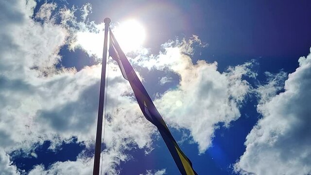 Waving Swedish flag in the wind