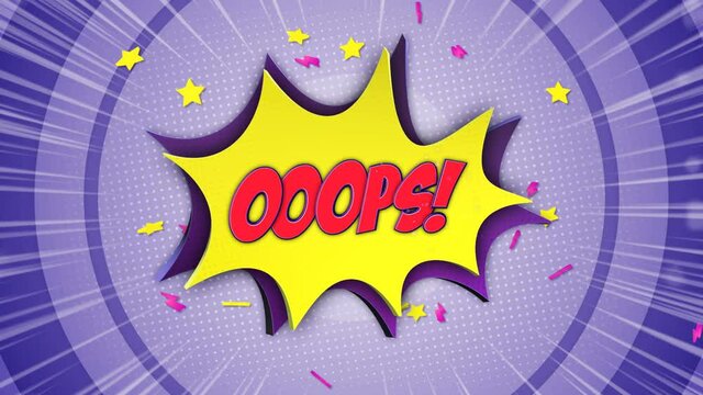 OOOPS Comic Text Animation, with Alpha Matte, Loop, 4k
