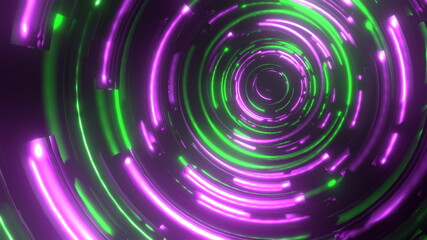 緑と紫の発光リング かっこいいサイバー空間 [別Verあり]