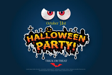 Halloween party poster with ghost eyes. illustrator Vector Eps 10