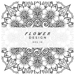 Mehndi flower for henna, mehndi, tattoo, decoration. decorative ornament in ethnic oriental style. doodle ornament. coloring book page.