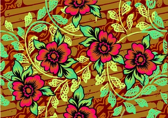 Foto op Plexiglas Indonesian batik motifs with very distinctive, exclusive plant patterns. vector EPS 10 © Niyaska