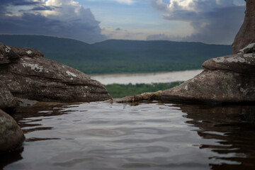 A natural basin on the edge of a cliff on a mountain. Pha Sok Reservoir is located in Ubon...