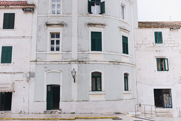Mediterranean architecture house with green windows Croatia Makarska