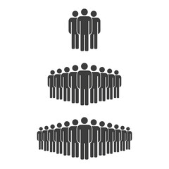 Small, medium and large group of people. Male people crowd silhouette icon. Vector illustration