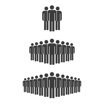 Small, Medium And Large Group Of People. Male People Crowd Silhouette Icon. Vector Illustration