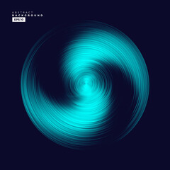 Wave vector circular element with abstract colorful lines on dark background use for banner, poster, website. Curve flow motion illustration.
