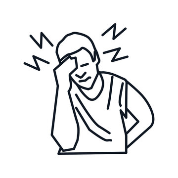 man suffering headache simple line art clip art preview