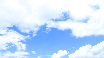 Naklejka na ściany i meble Blue sky white clouds. Puffy fluffy white clouds.