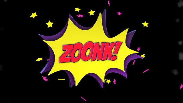 ZOONK Comic Text Animation, with Alpha Matte, Loop, 4k
