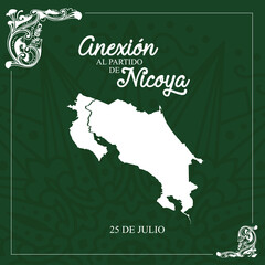 EDITABLE BANNER for the Annexation of the Nicoya Party, Anexion al Partido de Nicoya, Costa Rica national celebrations, local civic and cultural events with Ox cart designs (Vectors, EPS)