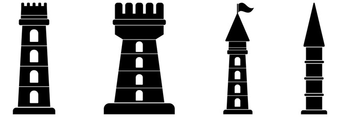 castle icon set vector sign symbol illustrations