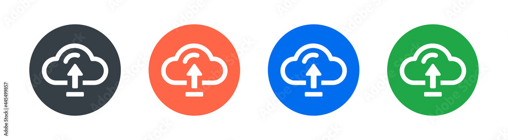 Poster Cloud computing on button sign. Upload data vector icon symbol.