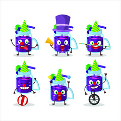 Cartoon character of grapes smoothie with various circus shows. Vector illustration
