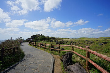 Fototapeta na wymiar a fascinating seaside landscape with a walkway