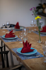 serving of table for a supper in a restaurant
