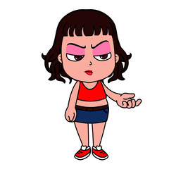 Cute Girl in the Jean Skirt with Various Emotion