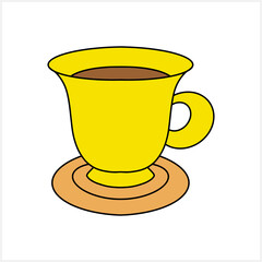 Doodle coffee cup isolated on white. Cartoon vector stock illustration. EPS 10