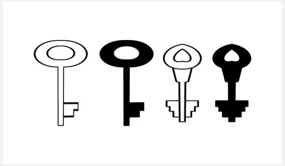 Doodle key icon isolated. Hand drawn art line. Sketch vector stock illustration. EPS 10