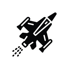 Black solid icon for jet