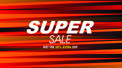 Cartoon red gradient geometric oblique box background with super sale text