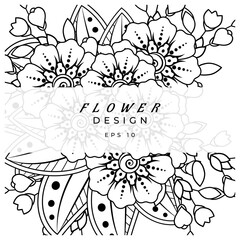 Mehndi flower for henna, mehndi, tattoo, decoration. decorative ornament in ethnic oriental style. doodle ornament. coloring book page.