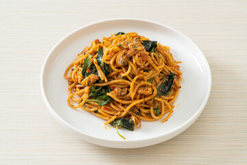 Stir Fried Spaghetti with Clam and Chilli Paste