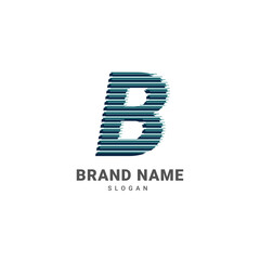 letter B optic illusion logo, trendy glitch alphabet brand