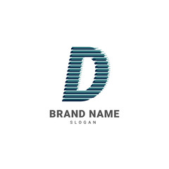 letter D optic illusion logo, trendy glitch alphabet brand