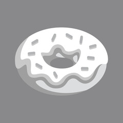 Grayscale flat style of donut cartoon illustration design vector