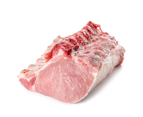 Raw pork ribs on white background