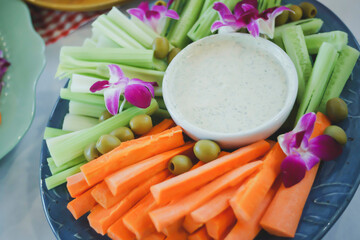 
Homemade creamy chili dipping sauce or salad dressing