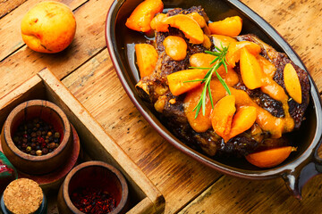 Beef in apricot marinade