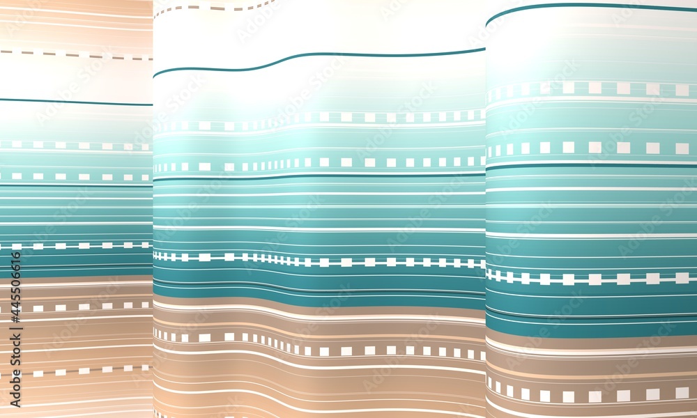 Wall mural geometry abstract background with stripes on waved surface
