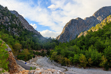 View of a mountain river in Kesme Bogaz canyon, Antalya province in Turkey